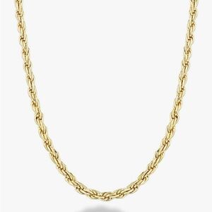 Italian 18K Gold - Solid 925 Sterling Silver Diamond Cut Rope 2mm Chain Necklace